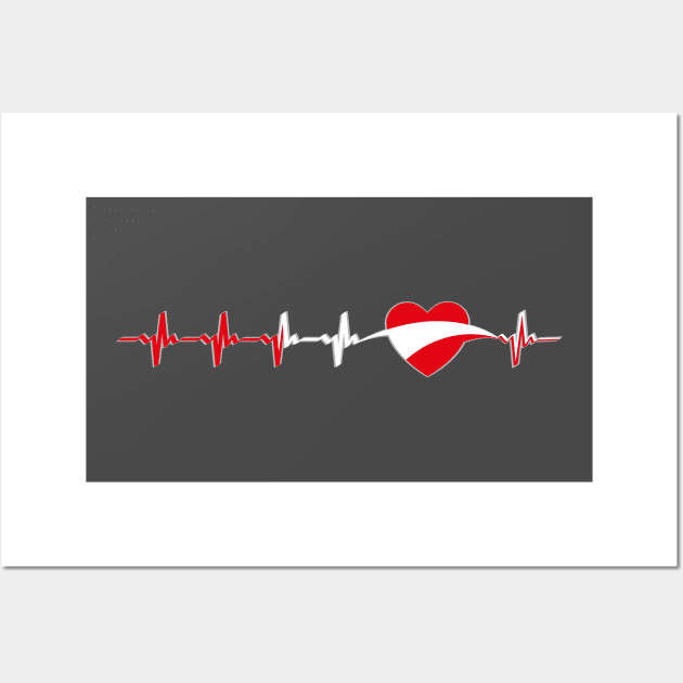 Austrian heartbeat flag heart Wall Art by Catfactory